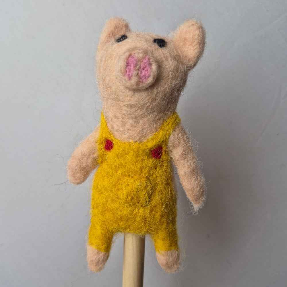 Wool Felt finger puppets 3 LITTLE PIGS AND WOLF
