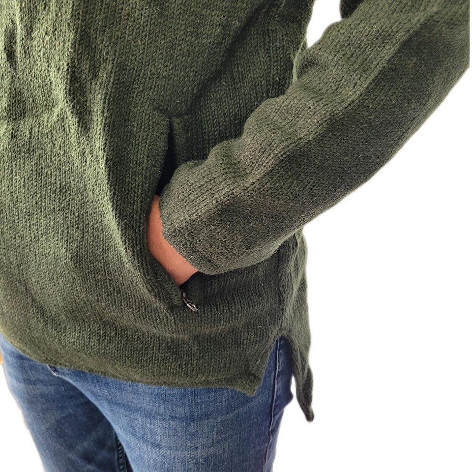 Hood Pull Over Long Back Green