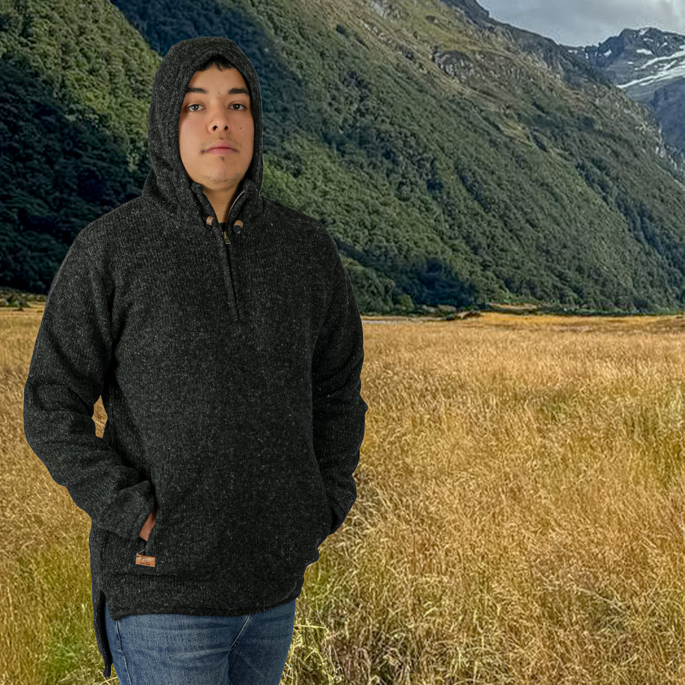 Hood Pull Over Long Back Dark Grey