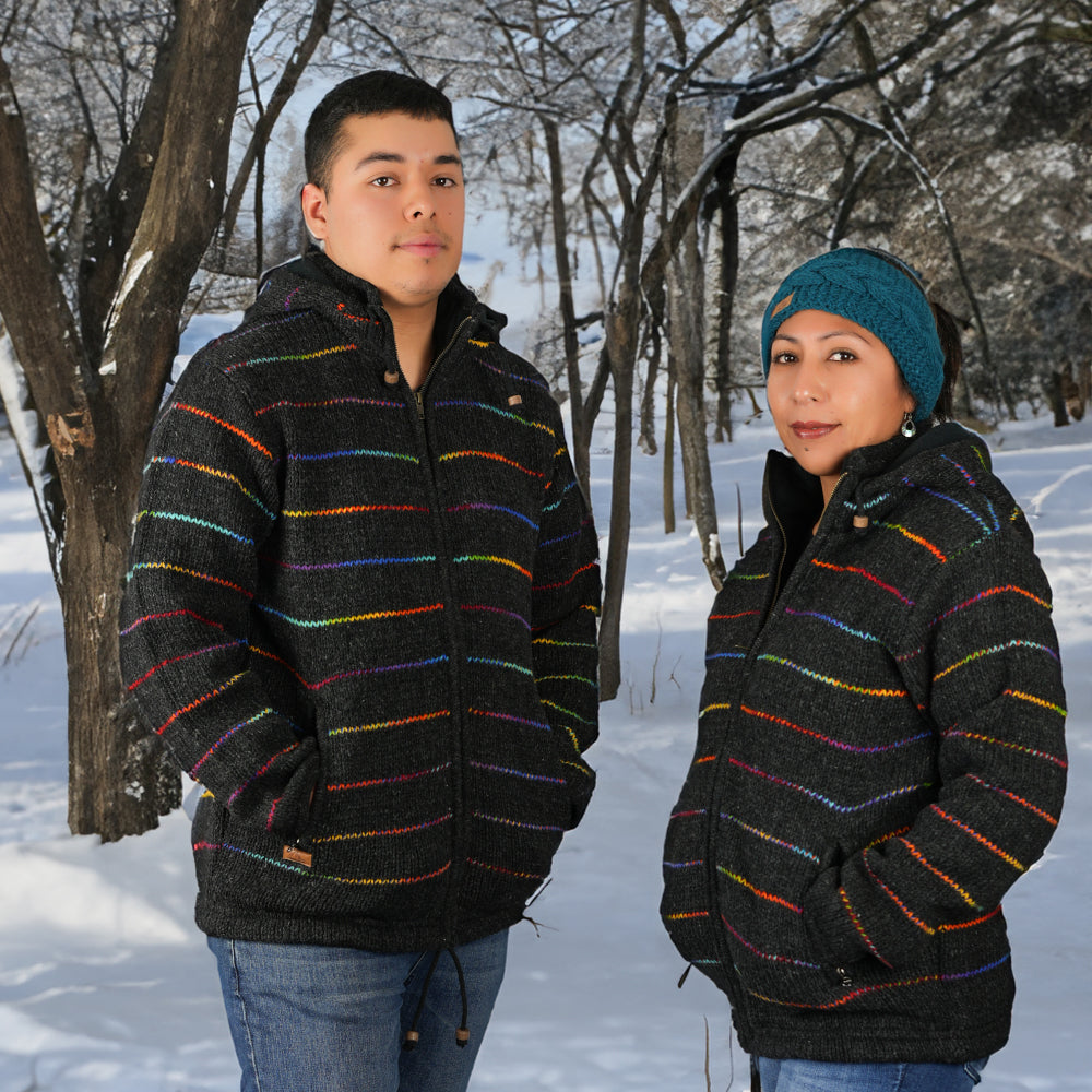 Jacket Dark Grey Rainbow Lines