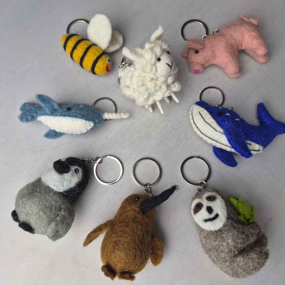 Felted wool animal keyring