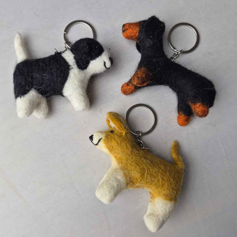 Felted wool dog keyrings