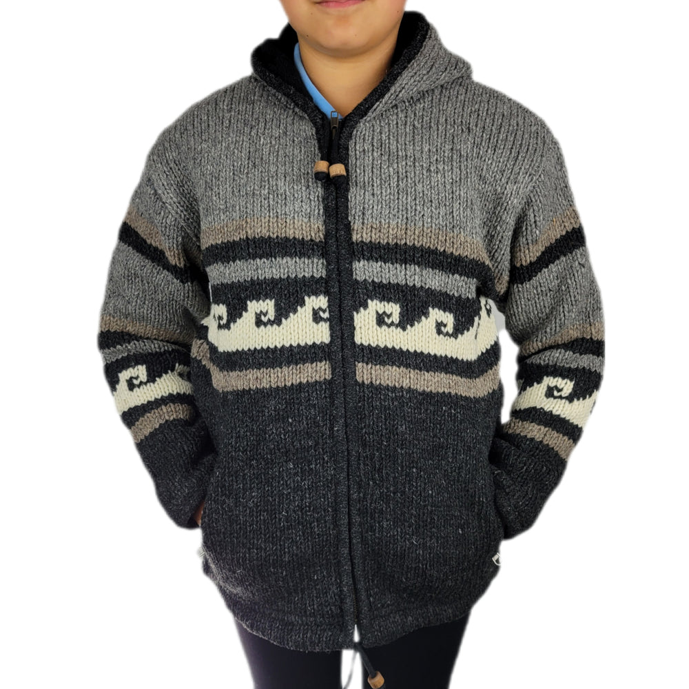 Kids Jacket Grey to Dark Grey Wave