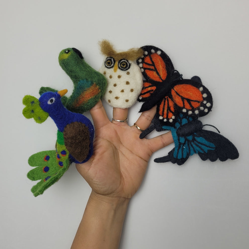 Wool Felt finger puppets WINGED ANIMALS