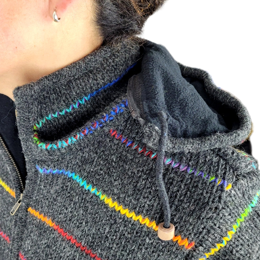 Jacket Dark Grey Rainbow Lines