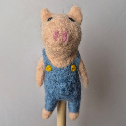 Wool Felt finger puppets 3 LITTLE PIGS AND WOLF