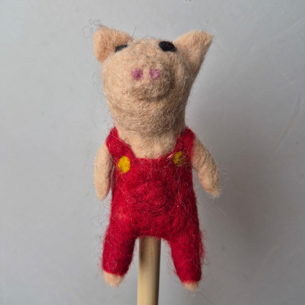 Wool Felt finger puppets 3 LITTLE PIGS AND WOLF