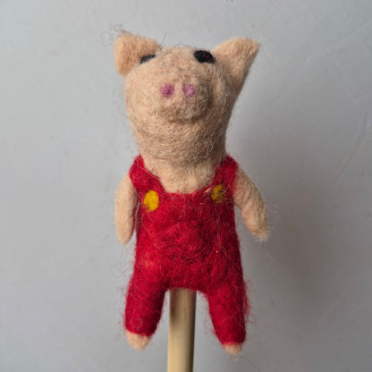 Wool Felt finger puppets 3 LITTLE PIGS AND WOLF