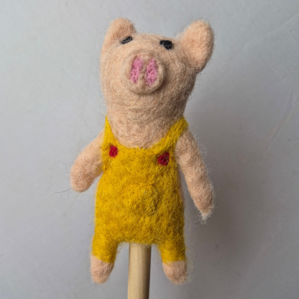 Wool Felt finger puppets 3 LITTLE PIGS AND WOLF