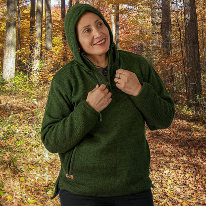 Hood Pull Over Long Back Green