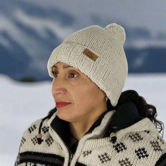Wool beanie pom pom OATMEAL