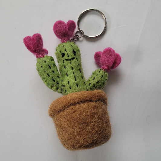 Felted Cactus keyring