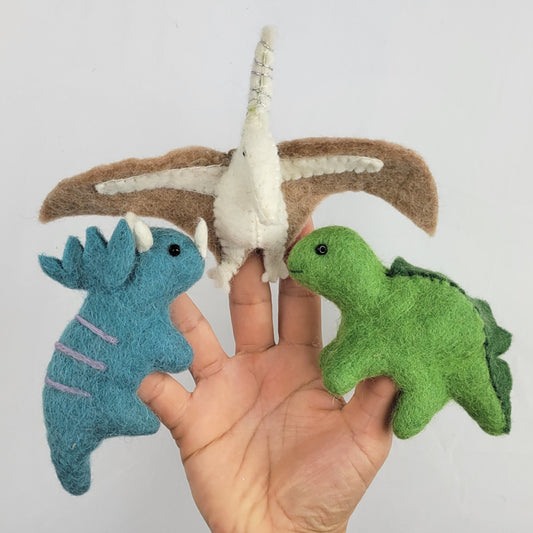 Felted finger puppets DINOSAURS
