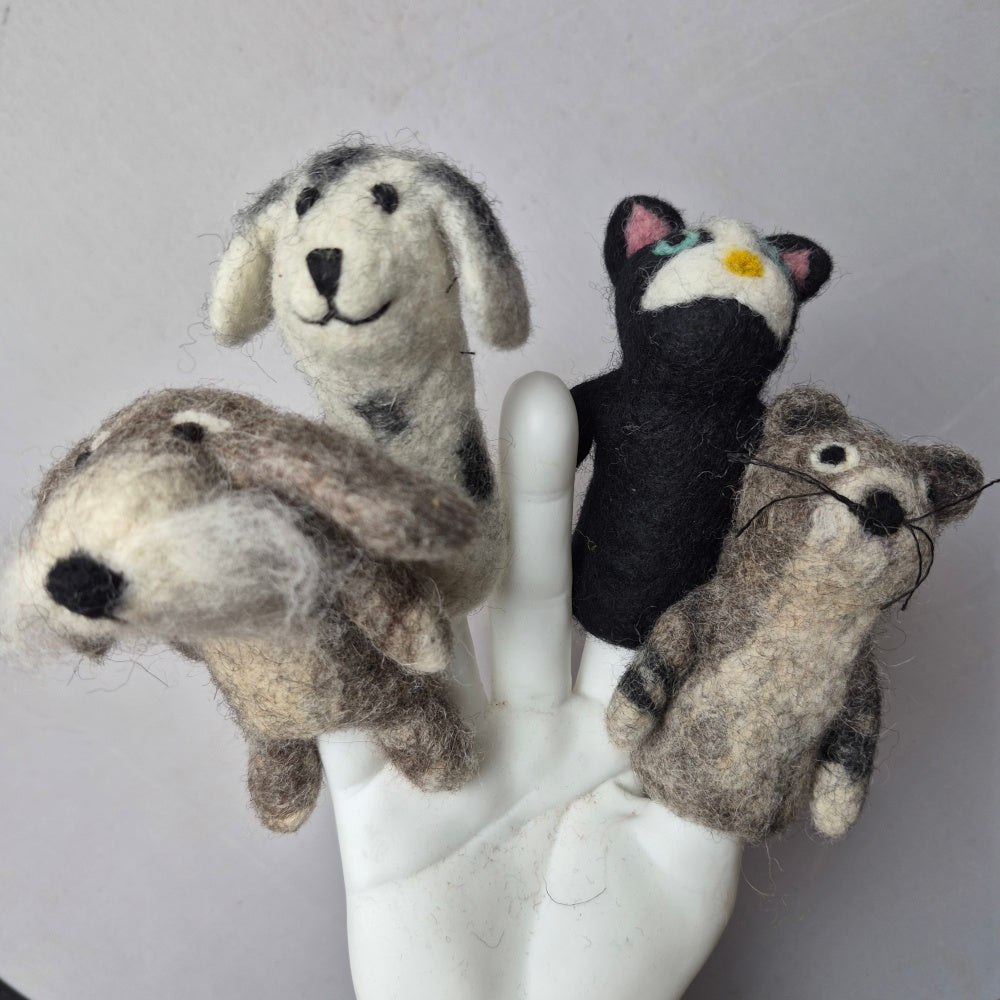 Wool Felt finger puppets CATS & DOGS