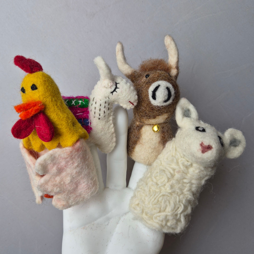 Wool Felt finger puppets FARM ANIMALS