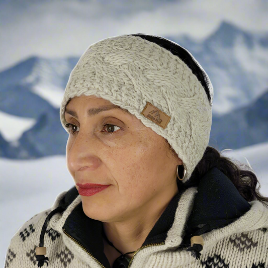 Wool Headband fleece lined OATMEAL