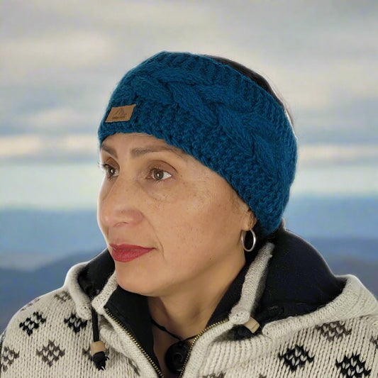 Wool Headband fleece lined TEAL