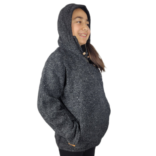 Kids hood pull over dark grey