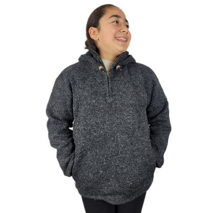 Kids hood pull over dark grey
