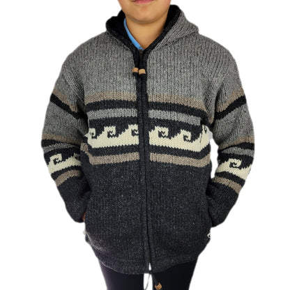 Kids Jacket Grey to Dark Grey Wave