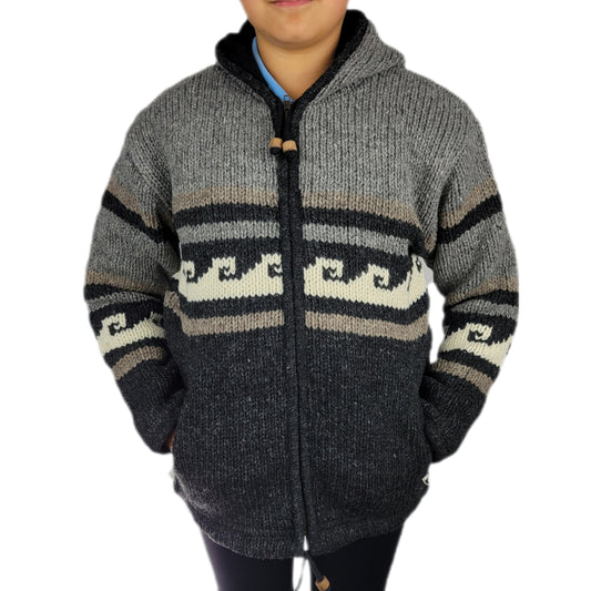 Kids Jacket Grey to Dark Grey Wave